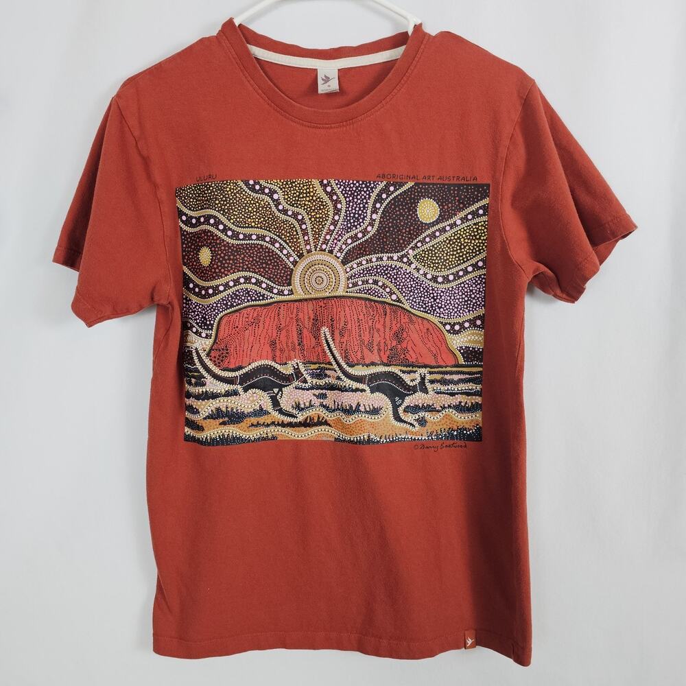 Gooses Australia Aboriginal Art T Shirt Small Danny Eastwood Uluru Red Cotton